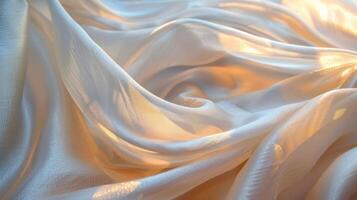 Soft, white fabric with gentle folds and sunlight shining through. photo