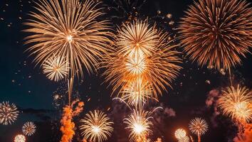 Fireworks in the sky with many different colors photo