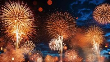 Fireworks in the sky with many different colors photo