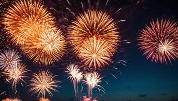 Fireworks in the sky with many different colors photo