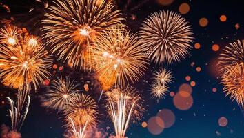 Fireworks in the sky with many different colors photo