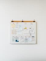A vibrant Creative Workspace featuring wellorganized notes and a practical pinboard for ideas photo