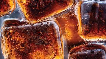 Ice Cubes Melt in Refreshing Cold Soda photo