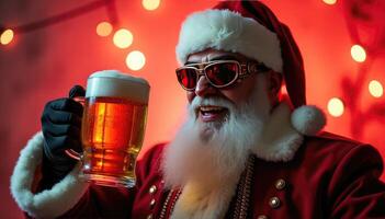 drunk santa - Jolly Santa with a Glass of Beer photo