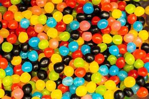 Assorted colorful gummy jelly candies. Top view. Jelly sweets. photo
