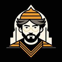 A man with glasses and a beard in a hat vector