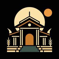 A building with a sun in the background vector