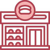 A red and white icon of a bakery vector