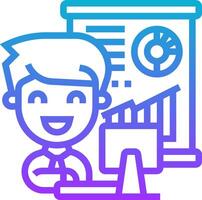A man is sitting at a desk with a computer and a chart vector
