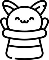 A black and white drawing of a cat with its arms folded vector