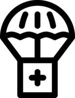 A black and white image of a parachute with a cross on it vector