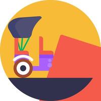A flat icon of a tractor with a large bucket vector