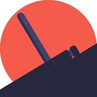 A flat illustration of a hammer on a red background vector