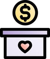 A heart and dollar sign in a box vector