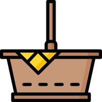 A basket with a yellow cloth on it vector