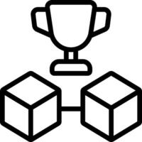 A black and white icon of a trophy and two cubes vector