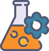 A laboratory flask with a gear and a test tube vector