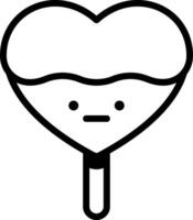 A heart shaped ice cream cone with a black outline vector