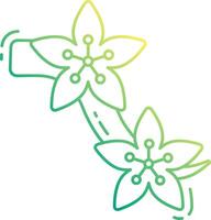 A green and yellow flower with a green stem vector