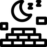A black and white image of a brick wall with a crescent moon vector