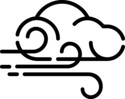 A black and white illustration of a cloud with a wind coming out of it vector