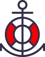 An anchor and life preserver icon vector