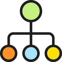 A colorful icon of a tree with four different colored circles vector