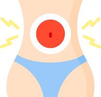 A woman's stomach with a red button on it vector
