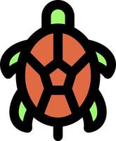 A turtle icon with a green and orange shell vector