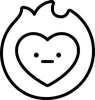 A black and white heart icon with a face vector