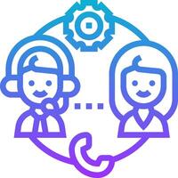 A call center icon with two people talking on the phone vector