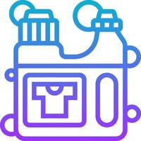 A blue and purple icon of a bottle with a shirt inside vector