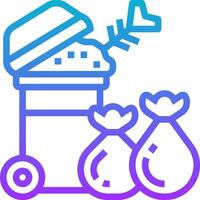 A trash can with a shovel and a bag of money vector