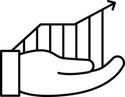 Hand holding a graph line with a bar going up vector