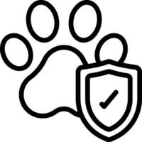 A dog paw with a shield and a check mark vector