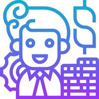 A man with a dollar sign and a building vector
