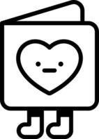 A black and white heart shaped box with a foot vector