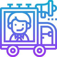 A truck with a man in the back and a megaphone vector
