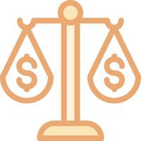 A balance scale with money and a dollar sign vector