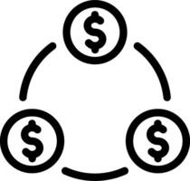 A circle with three money symbols in it vector