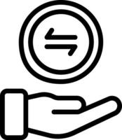 A hand holding a coin with a sign pointing to it vector