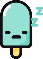 A cartoon ice cream popsicle with a sleeping face vector