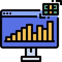 A computer monitor with a bar chart on it vector
