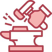 An icon of a hammer and anvil vector