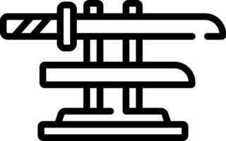 A black and white illustration of a knife on a table vector