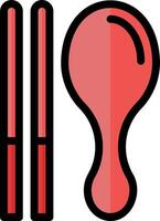 A red and black object with two chopsticks vector