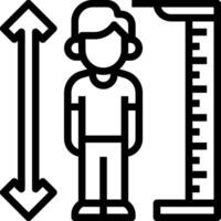 A man is standing next to a ruler and an arrow vector