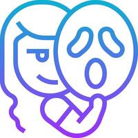 A woman holding a mask with a face on it vector