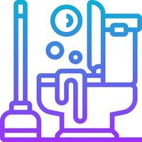 A toilet with a mop and a plunger vector