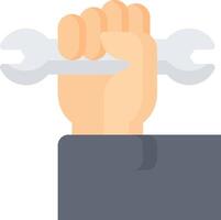 A hand holding a wrench in its hand vector